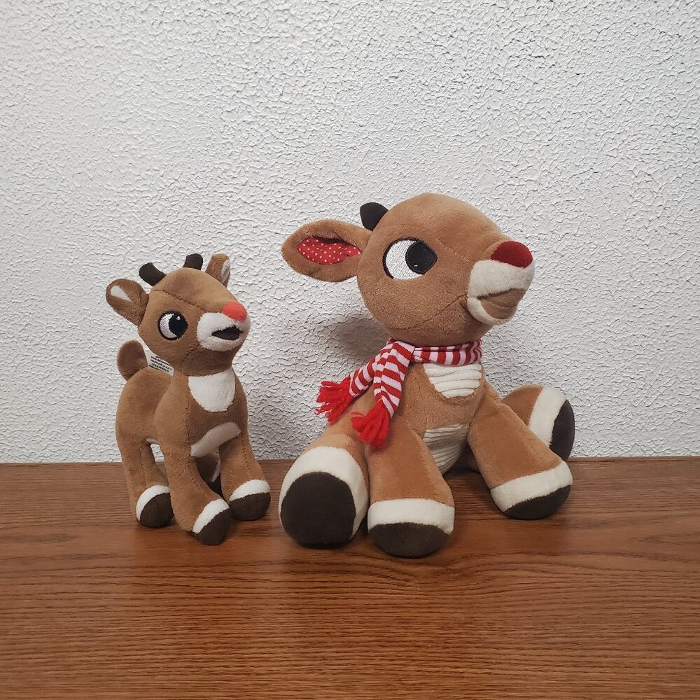 Plush Rudolph the Red-Nosed Reindeer Stuffed Animal - Lot of 2 - 6" & 9"